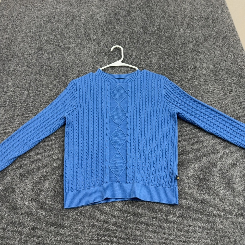 Brooks Brothers Sweater Boys 14Y Blue Cotton Cable Knit Crew Neck Preppy Classic
